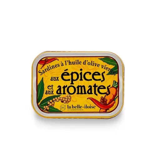 [543] Sardines à l'huile d'olive vierge, épices et aromates 115gr